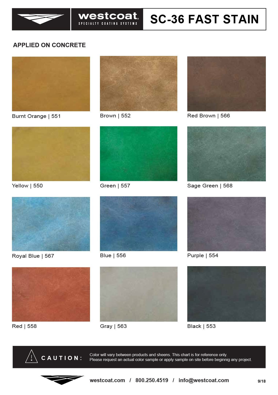 New CA-36 Color Packs - Westcoat Specialty Coating Systems