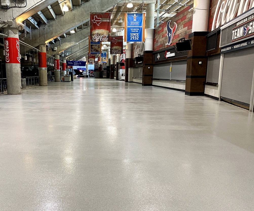 Newly coated stadium industrial floor